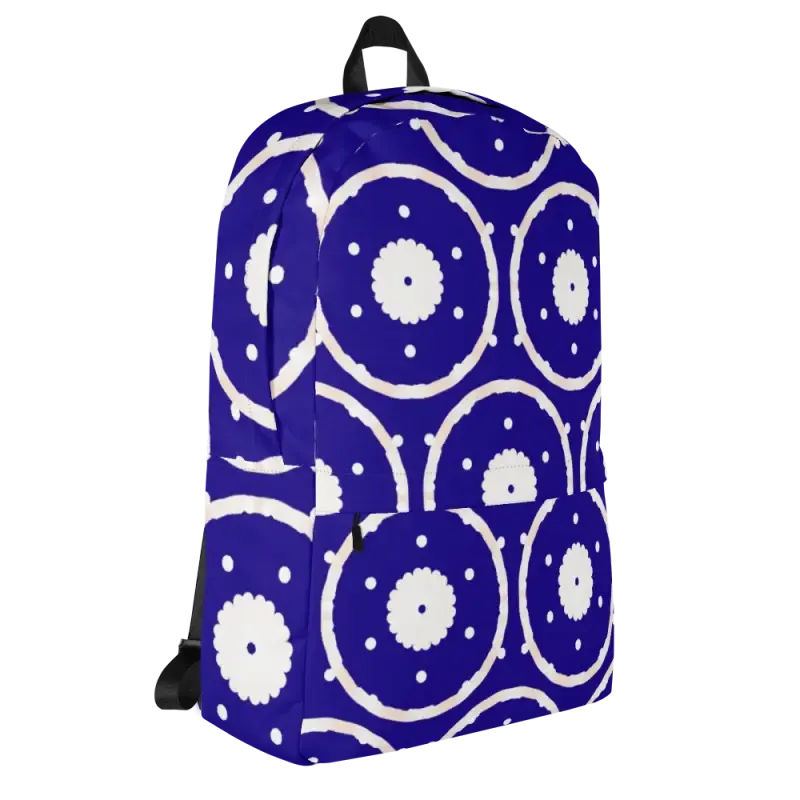 Blue Pattern Backpack with Water Resistant Material
