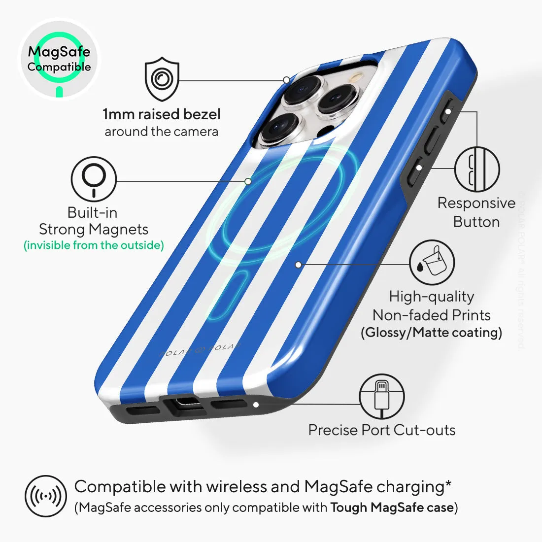 Blue Stripe Custom - iPhone 15 Pro Case