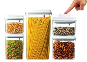 BREVER 5-PC AirTight Push Pop Food Storage Containers Value Set - BPA FREE