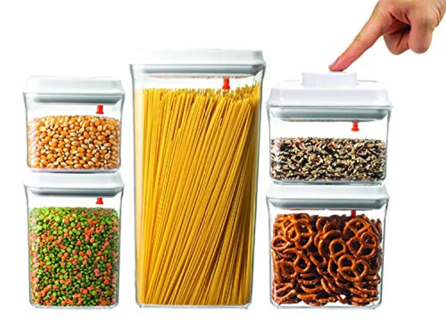 BREVER 5-PC AirTight Push Pop Food Storage Containers Value Set - BPA FREE