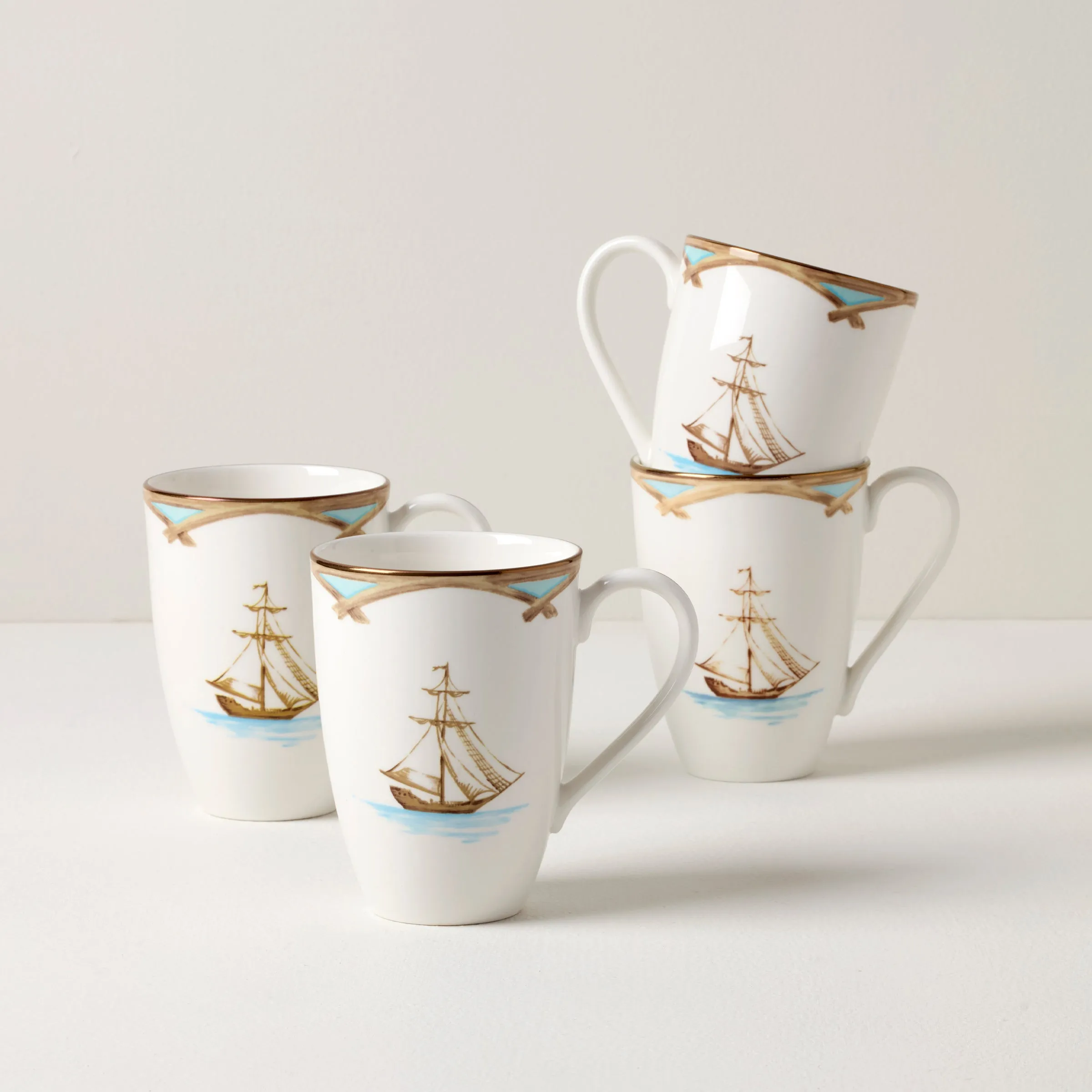 British Colonial Tradewind Mugs, Set of 4