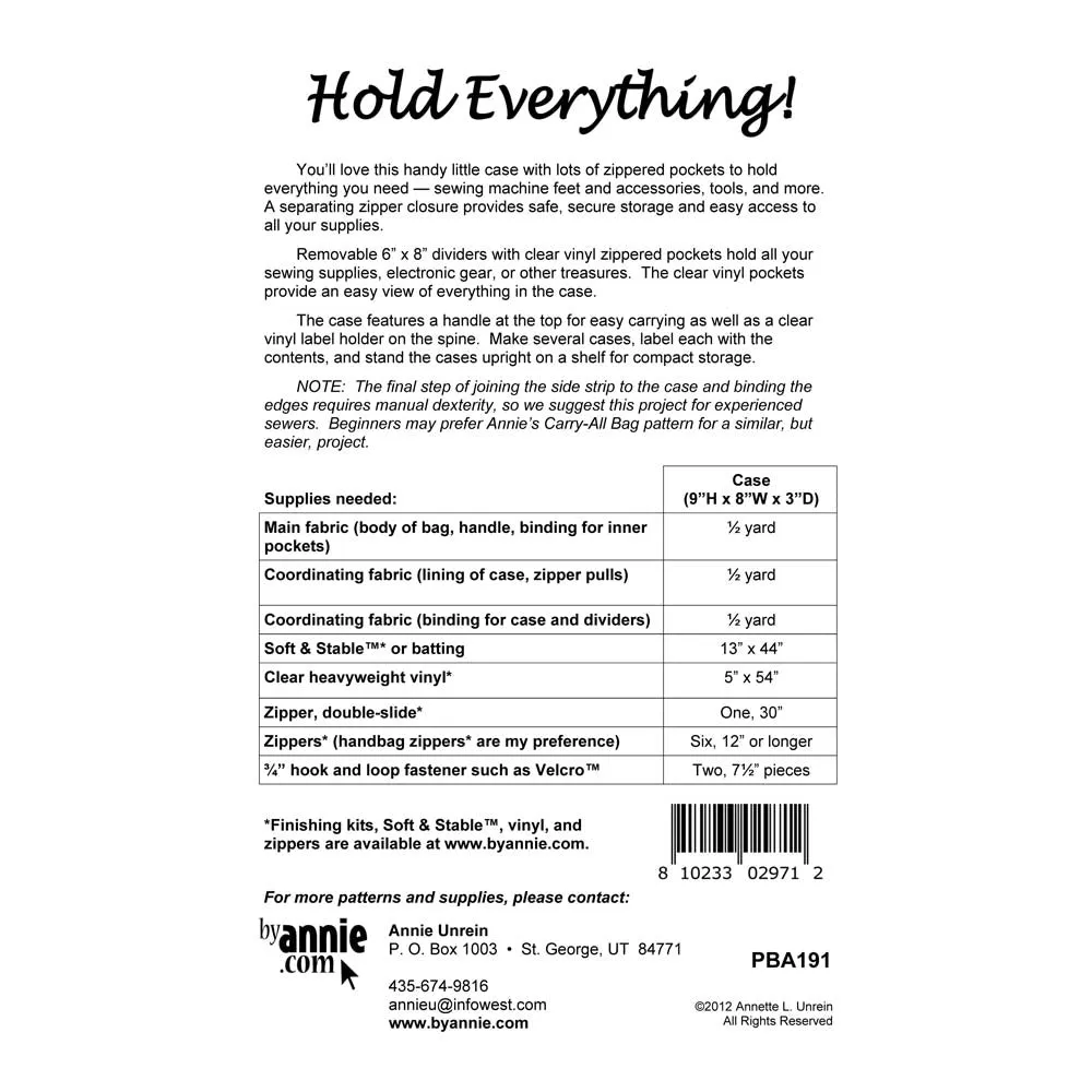ByAnnie Hold Everything Organiser Pattern