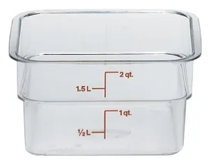 Cambro 2SFSCW135 Food Storage Container, 2 Quart, 7-1/4" x 7-1/4" x 3-7/8", Polycarbonate, 6-Units