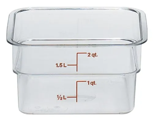 Cambro 2SFSCW135 Food Storage Container, 2 Quart, 7-1/4" x 7-1/4" x 3-7/8", Polycarbonate, 6-Units