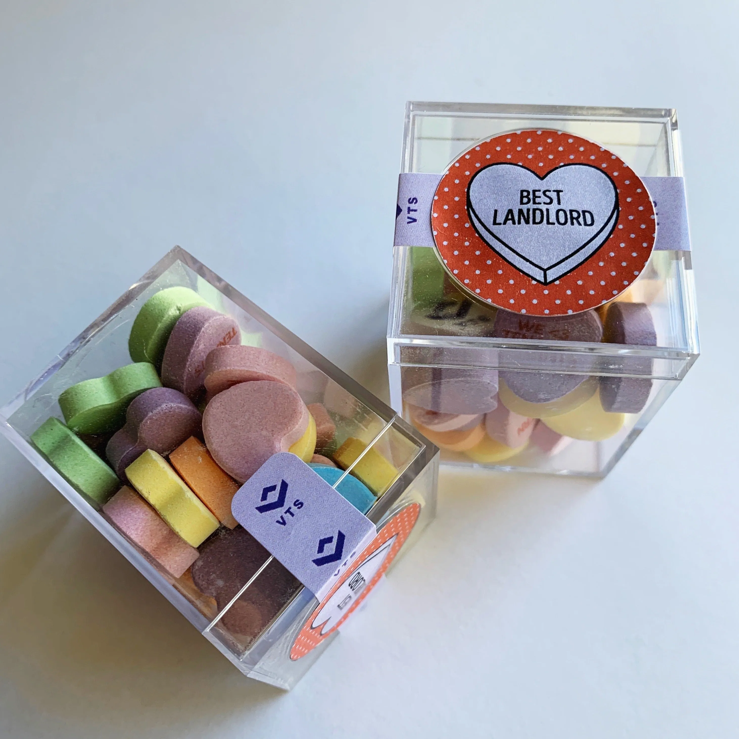Candy Hearts Personalized Valentines Cubes - 30 Candies Per Cube