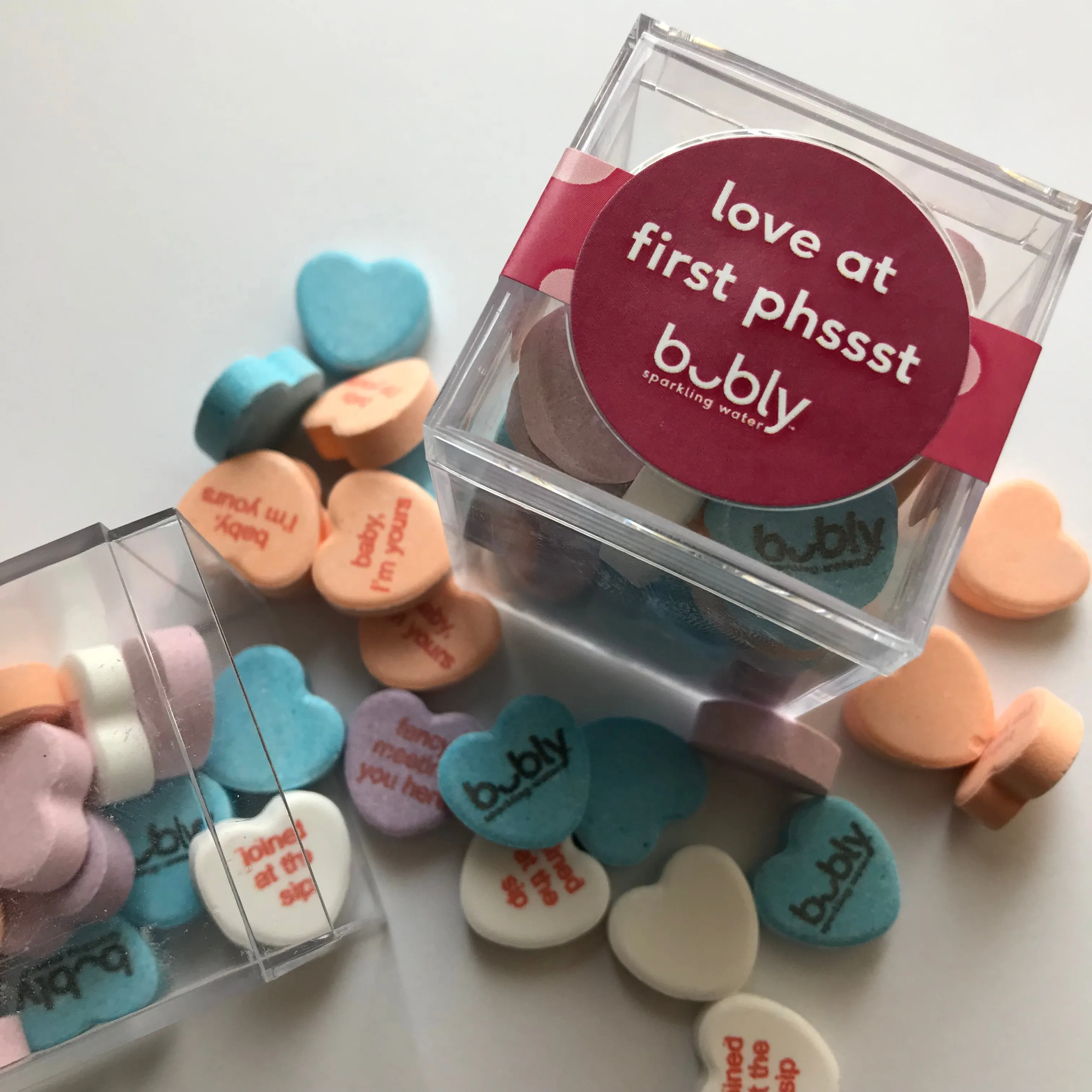 Candy Hearts Personalized Valentines Cubes - 30 Candies Per Cube