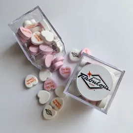 Candy Hearts Personalized Valentines Cubes - 30 Candies Per Cube