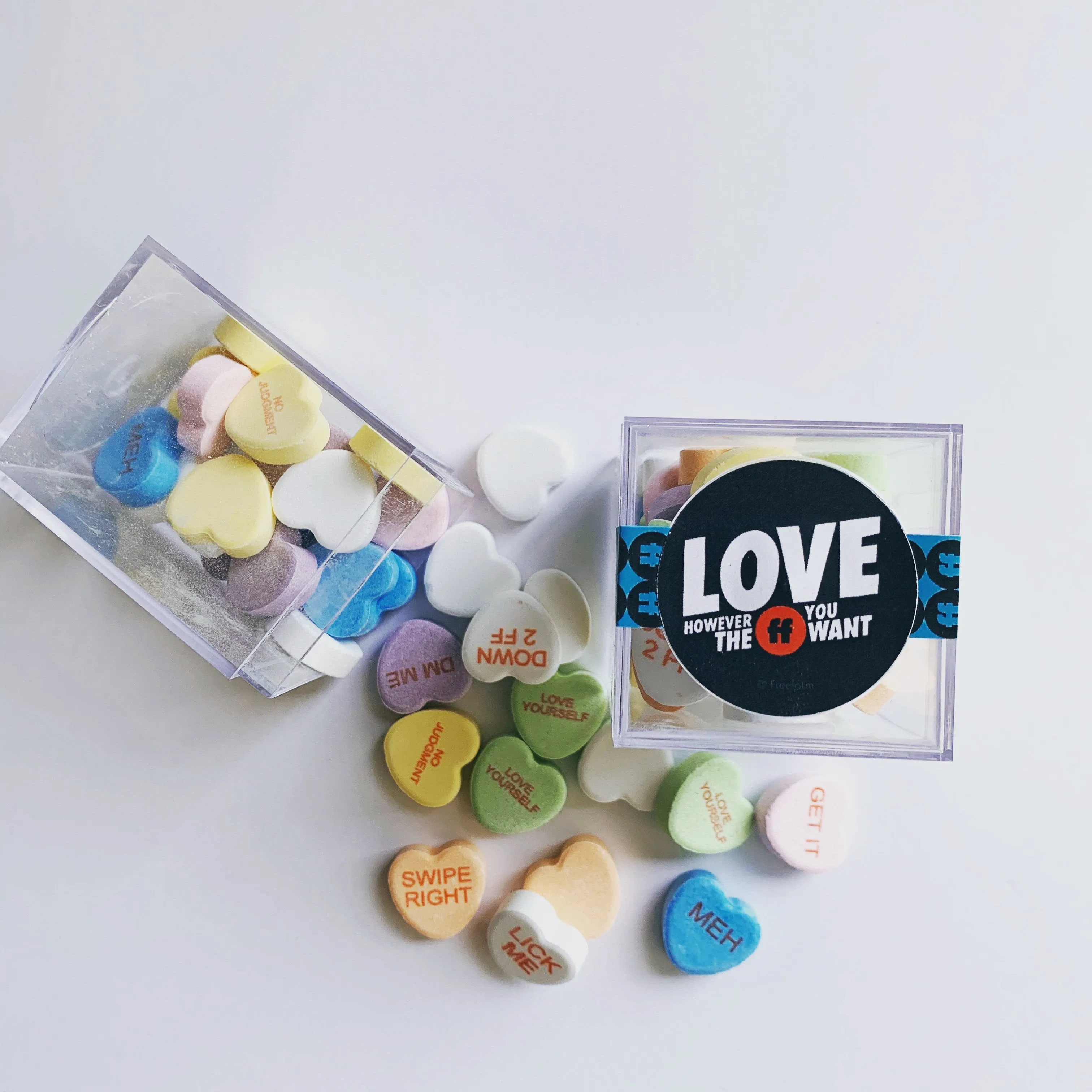 Candy Hearts Personalized Valentines Cubes - 30 Candies Per Cube