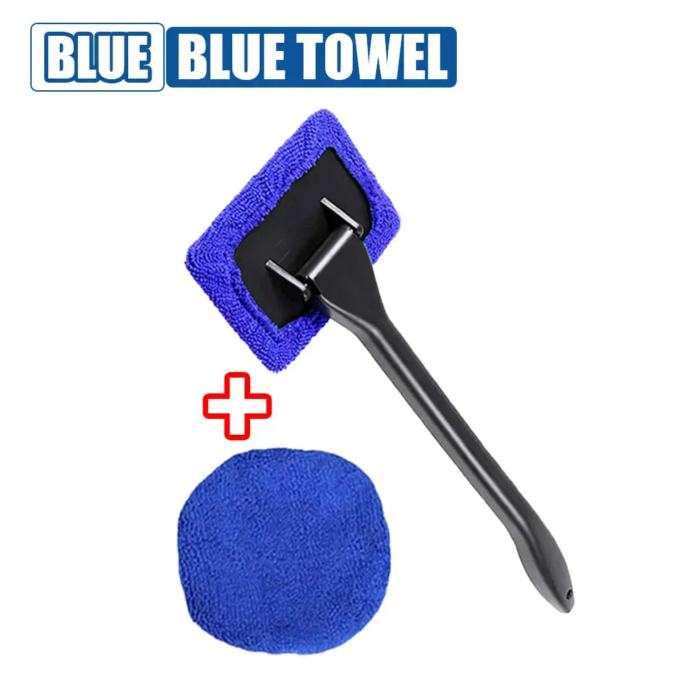 Car Window Cleaner Sponge Cloth Brush Kit with Extended Handle Windshield Cleaning Wash Tool Inside Interior Auto Glass Sponge Wiper With Long Handle Car Accessories