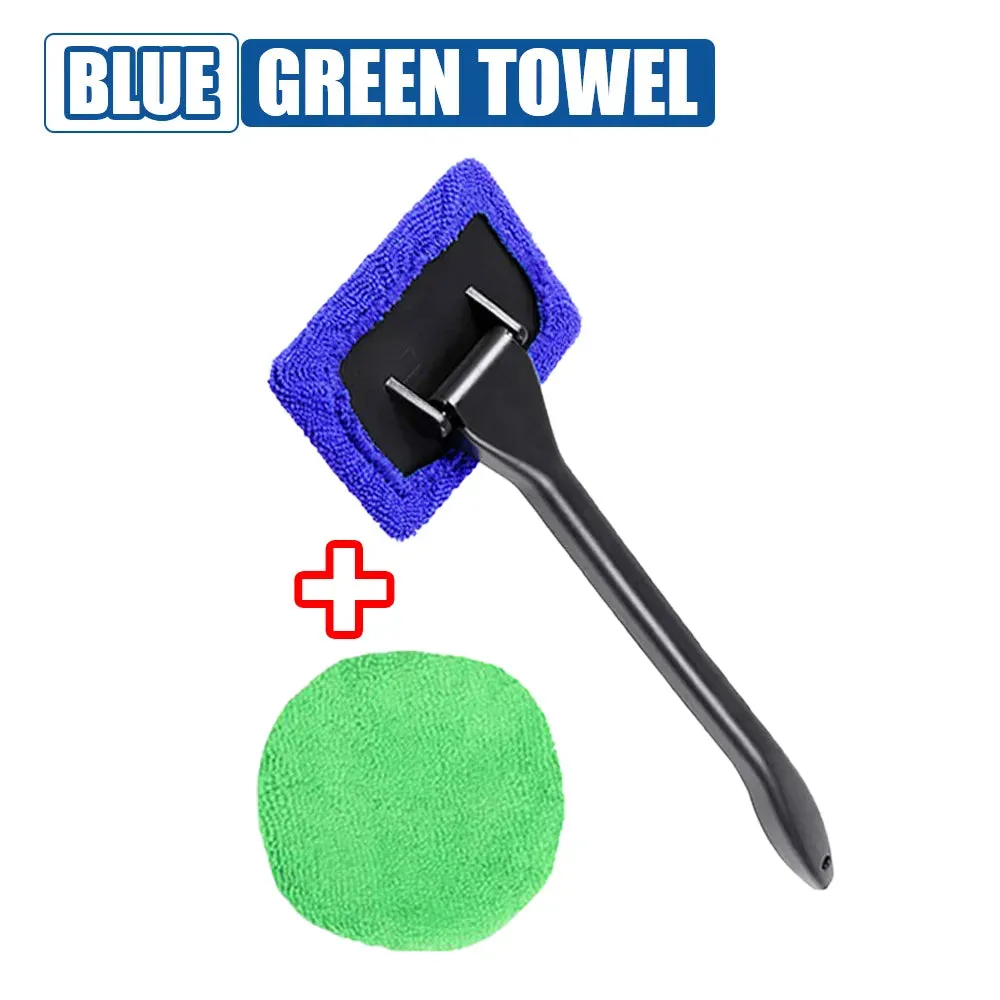 Car Window Cleaner Sponge Cloth Brush Kit with Extended Handle Windshield Cleaning Wash Tool Inside Interior Auto Glass Sponge Wiper With Long Handle Car Accessories