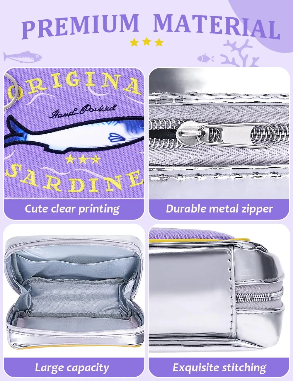 Cessfle Canned Sardines Makeup Bag, Funny Sardine Tin Fish Cosmetic Bag, Creative Cute Makeup Bag Kawaii Pencil Case Pouch, Coquette Make up Pouch for Women…