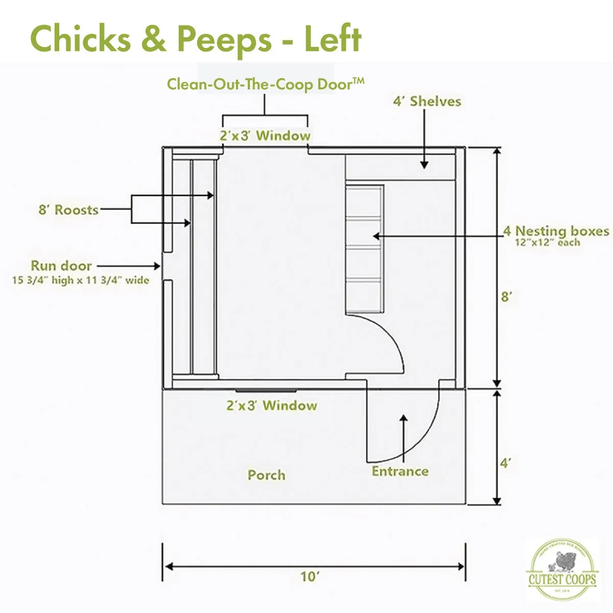 Chalet Coop - 10'x8' w/ Storage