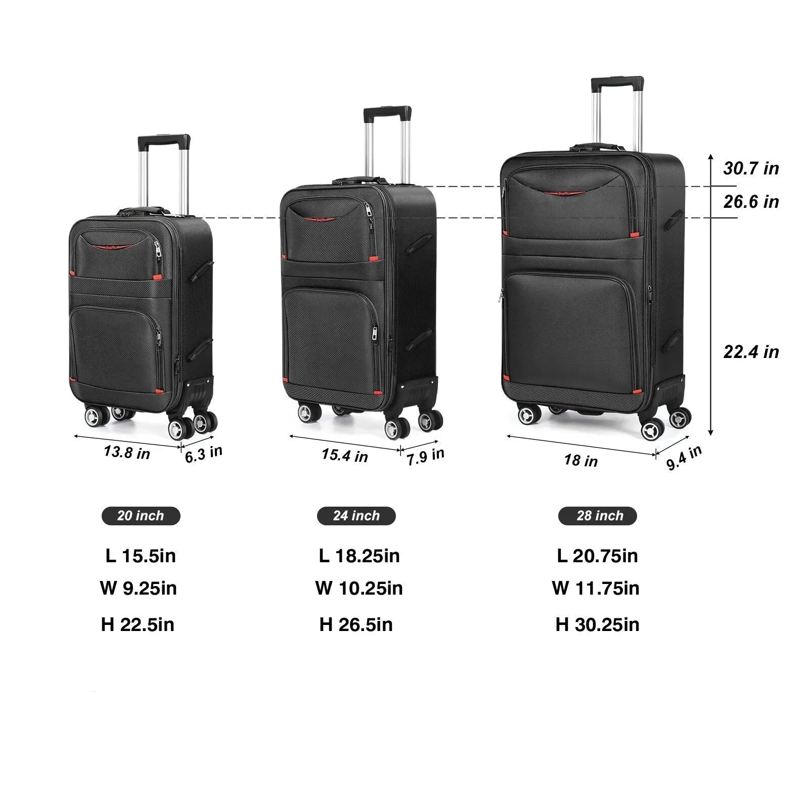 Chancellor 3-Piece Expandable Spinner Case Luggage Set, 20/24/28 inches