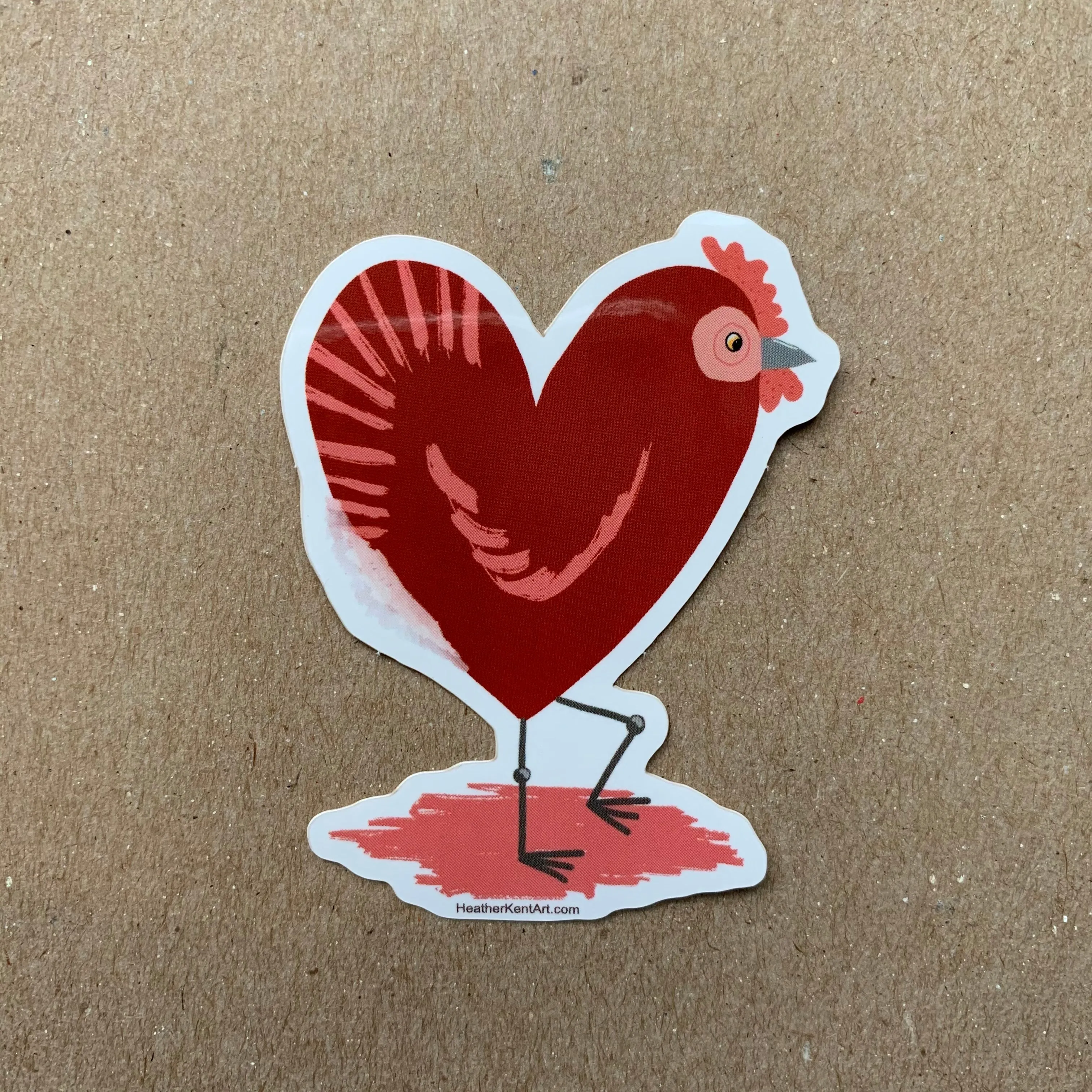 Chicken Love, Red Heart Chicken Vinyl Sticker, 3 inch, Valentines Day - Free Shipping