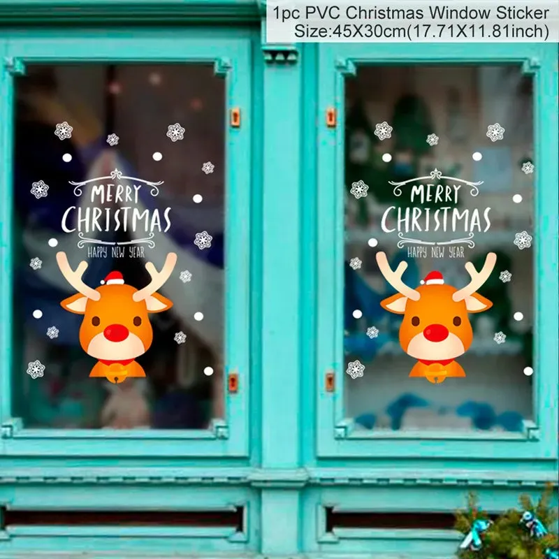 Christmas Window / Wall Cling Stickers Merry Christmas Decoration For Home or Business Christmas Ornaments Removable Stickers