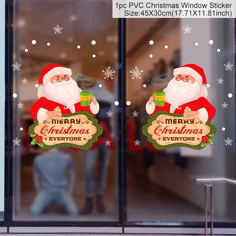Christmas Window / Wall Cling Stickers Merry Christmas Decoration For Home or Business Christmas Ornaments Removable Stickers