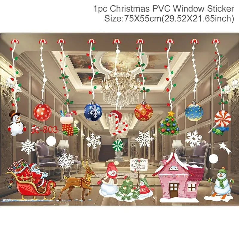 Christmas Window / Wall Cling Stickers Merry Christmas Decoration For Home or Business Christmas Ornaments Removable Stickers
