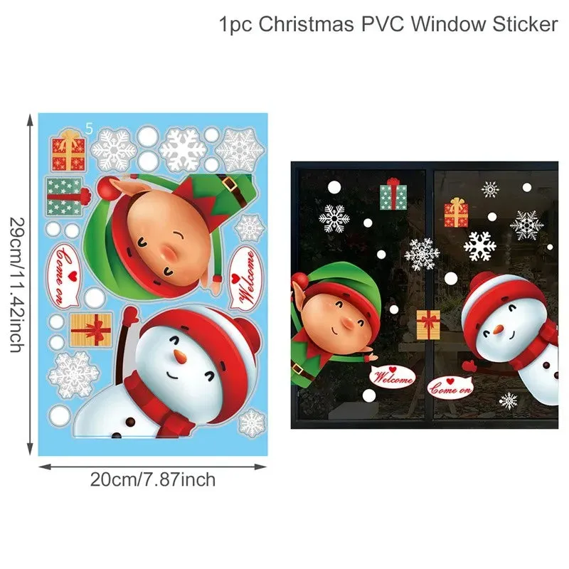 Christmas Window / Wall Cling Stickers Merry Christmas Decoration For Home or Business Christmas Ornaments Removable Stickers