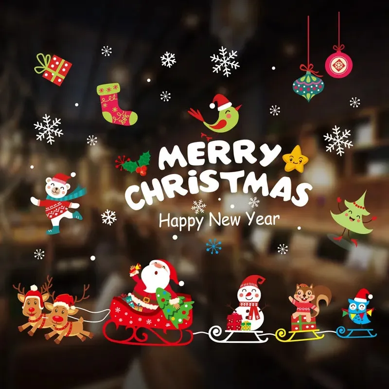 Christmas Window / Wall Cling Stickers Merry Christmas Decoration For Home or Business Christmas Ornaments Removable Stickers
