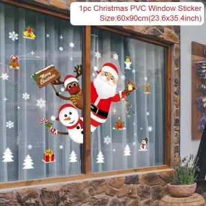 Christmas Window / Wall Cling Stickers Merry Christmas Decoration For Home or Business Christmas Ornaments Removable Stickers