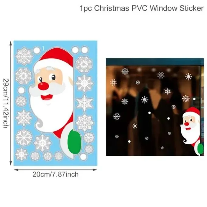 Christmas Window / Wall Cling Stickers Merry Christmas Decoration For Home or Business Christmas Ornaments Removable Stickers