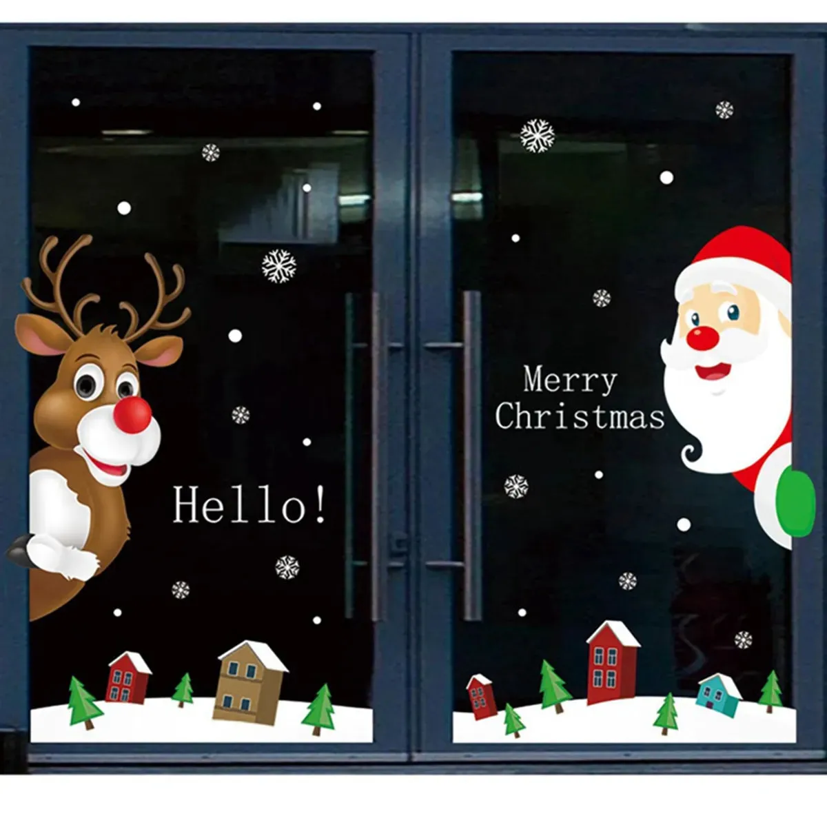 Christmas Window / Wall Cling Stickers Merry Christmas Decoration For Home or Business Christmas Ornaments Removable Stickers