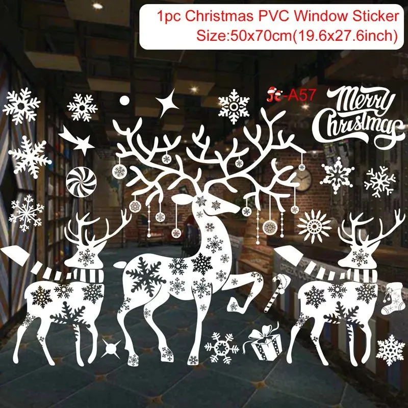 Christmas Window / Wall Cling Stickers Merry Christmas Decoration For Home or Business Christmas Ornaments Removable Stickers