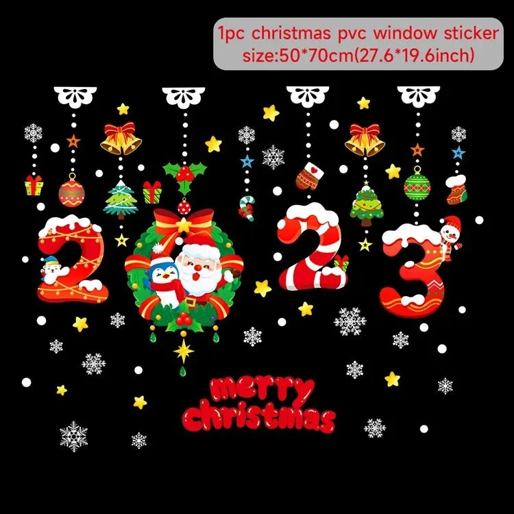 Christmas Window / Wall Cling Stickers Merry Christmas Decoration For Home or Business Christmas Ornaments Removable Stickers