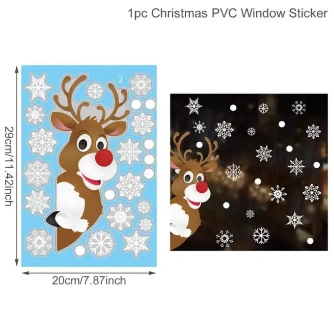 Christmas Window / Wall Cling Stickers Merry Christmas Decoration For Home or Business Christmas Ornaments Removable Stickers