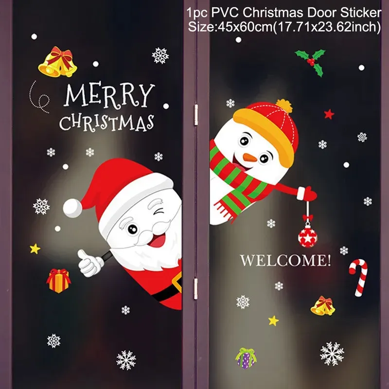 Christmas Window / Wall Cling Stickers Merry Christmas Decoration For Home or Business Christmas Ornaments Removable Stickers