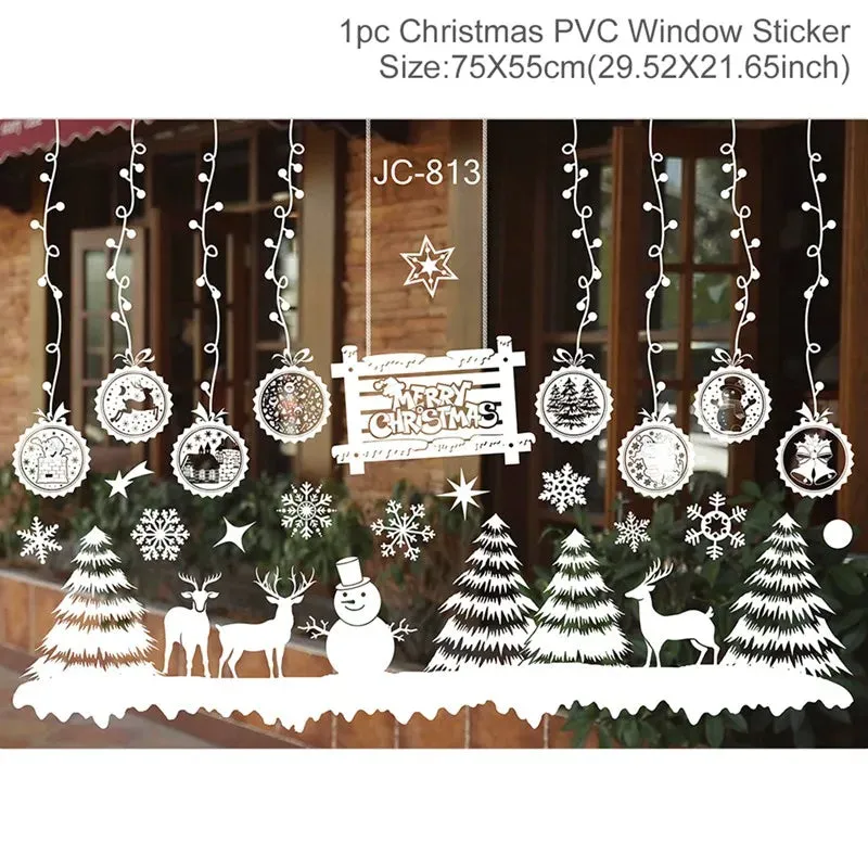 Christmas Window / Wall Cling Stickers Merry Christmas Decoration For Home or Business Christmas Ornaments Removable Stickers
