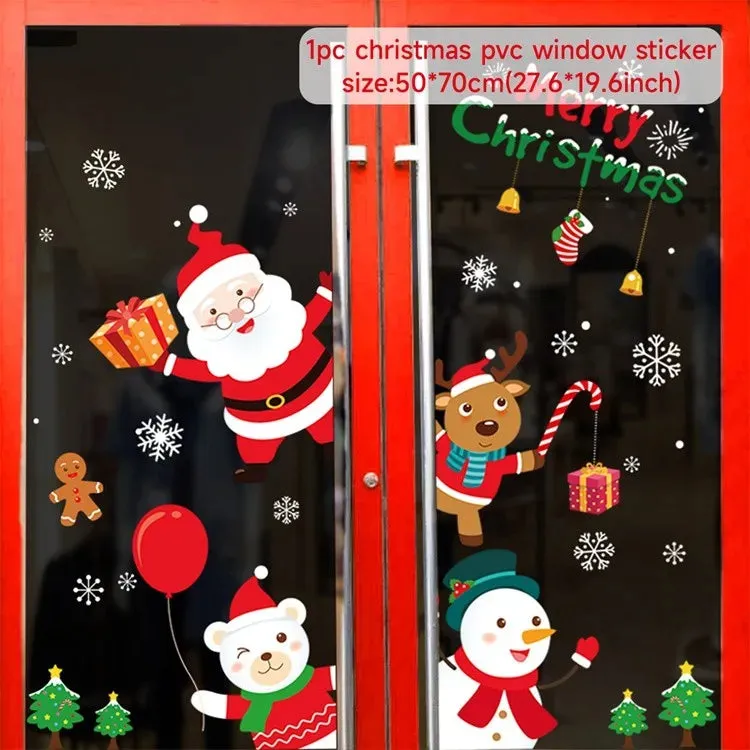 Christmas Window / Wall Cling Stickers Merry Christmas Decoration For Home or Business Christmas Ornaments Removable Stickers