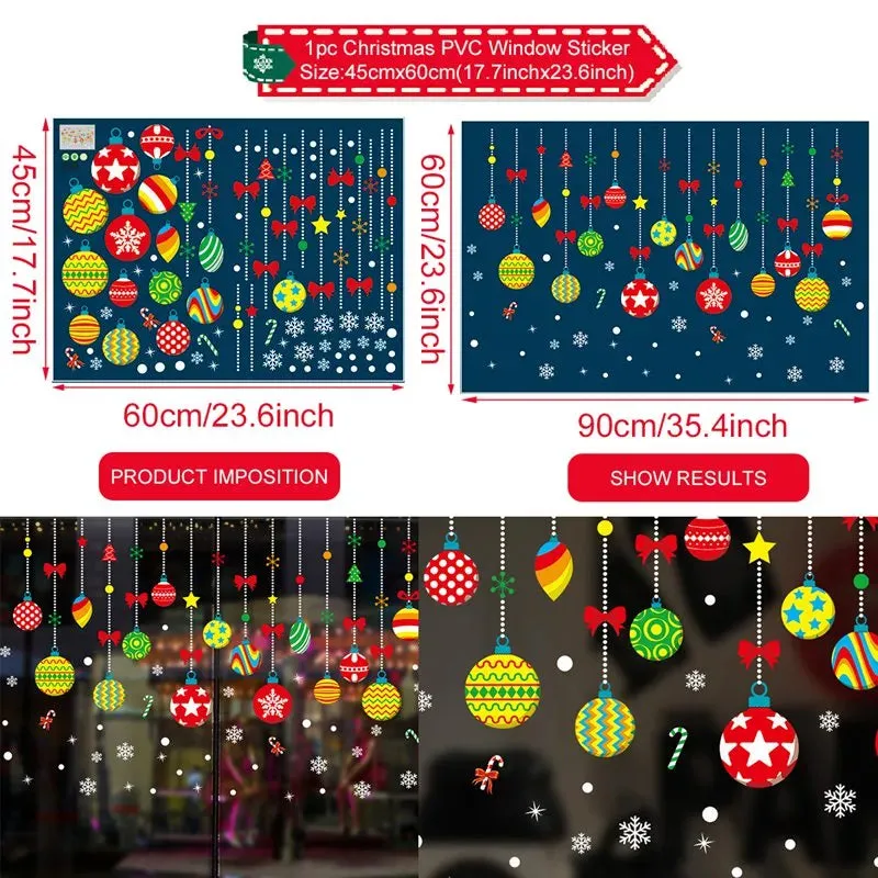 Christmas Window / Wall Cling Stickers Merry Christmas Decoration For Home or Business Christmas Ornaments Removable Stickers