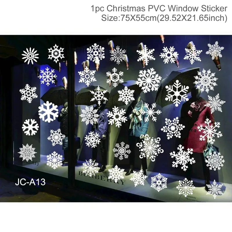 Christmas Window / Wall Cling Stickers Merry Christmas Decoration For Home or Business Christmas Ornaments Removable Stickers