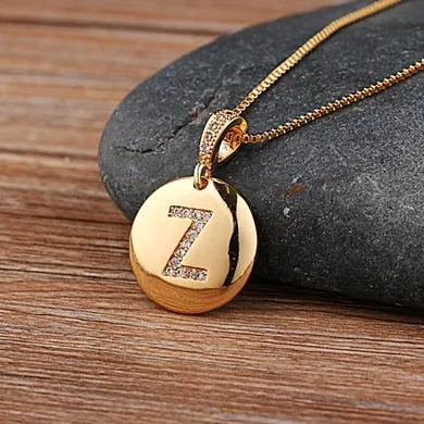 Circle Pendant Initial Necklace