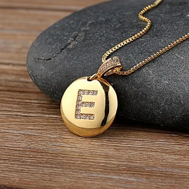 Circle Pendant Initial Necklace