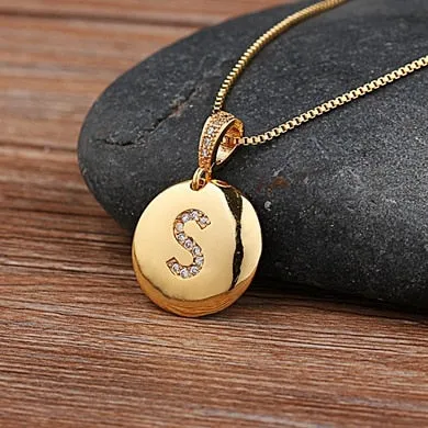 Circle Pendant Initial Necklace