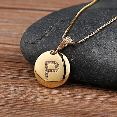 Circle Pendant Initial Necklace