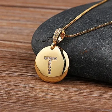 Circle Pendant Initial Necklace