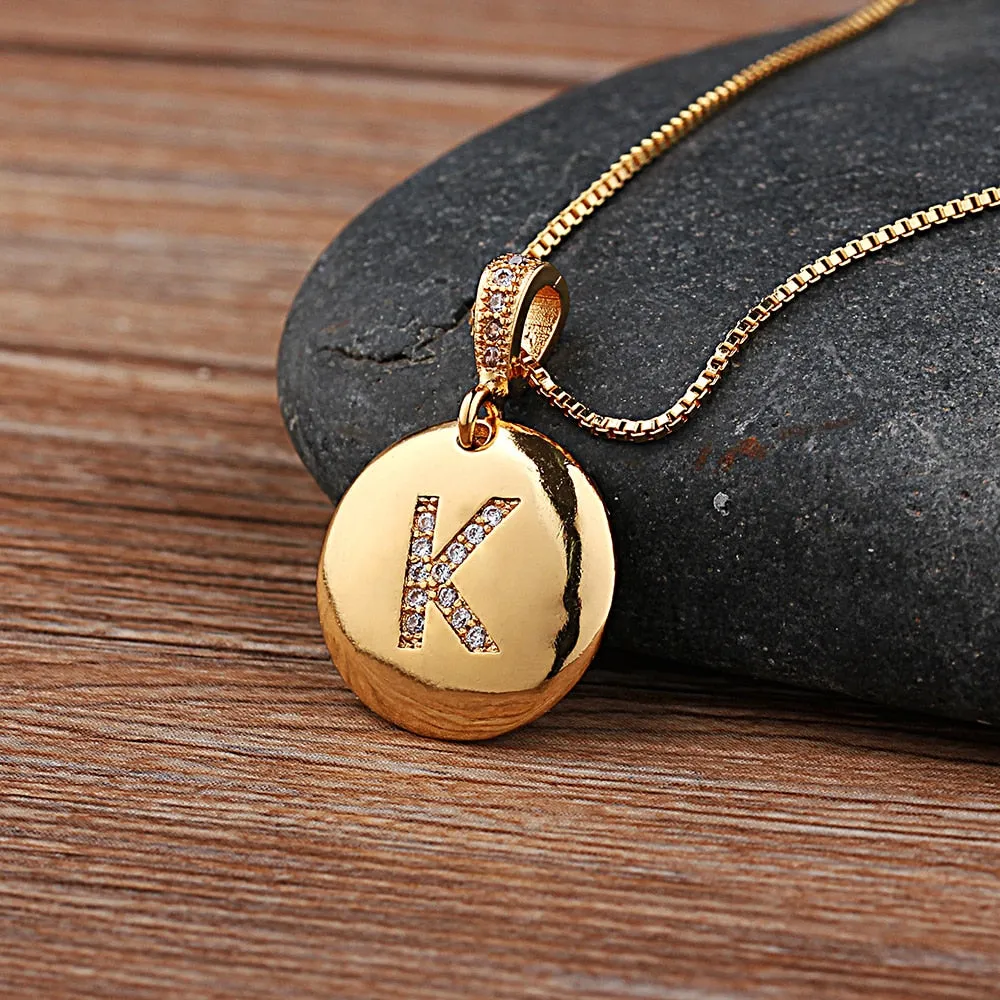 Circle Pendant Initial Necklace