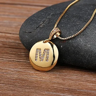 Circle Pendant Initial Necklace
