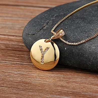 Circle Pendant Initial Necklace