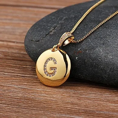 Circle Pendant Initial Necklace