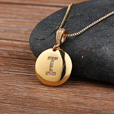Circle Pendant Initial Necklace