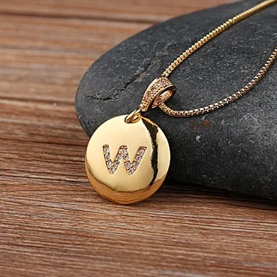 Circle Pendant Initial Necklace