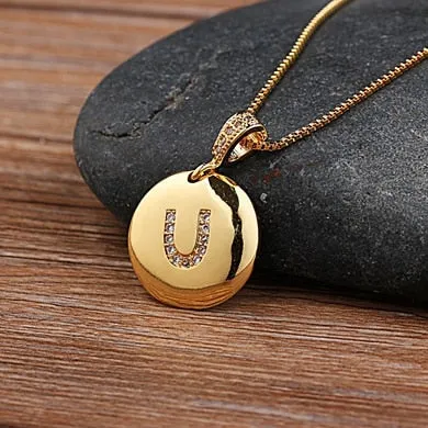 Circle Pendant Initial Necklace