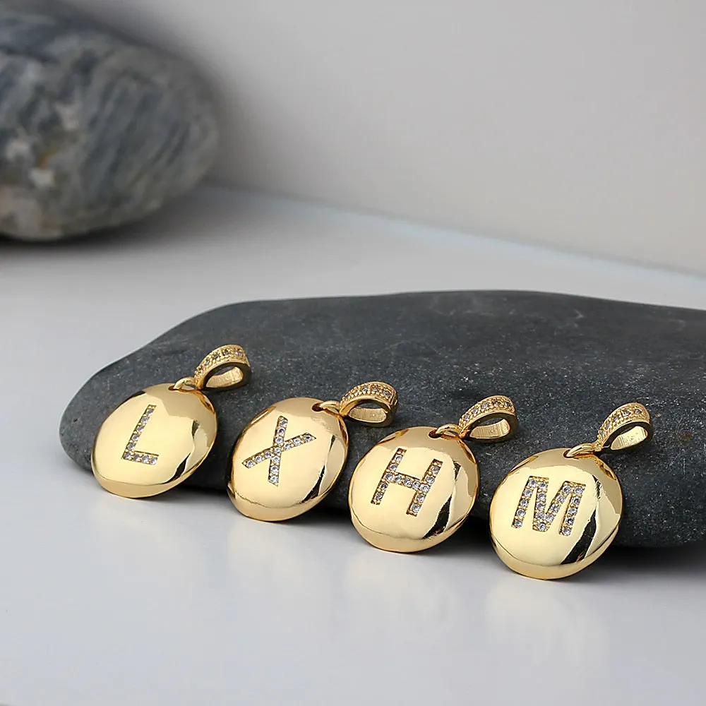 Circle Pendant Initial Necklace