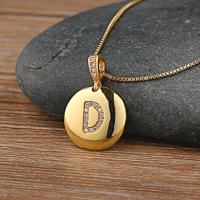 Circle Pendant Initial Necklace