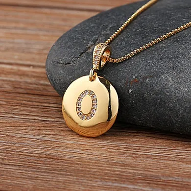 Circle Pendant Initial Necklace