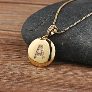 Circle Pendant Initial Necklace